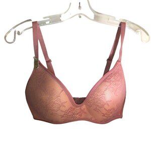 🍒NWT Sophie b. Lightly Padded Floral Lace Wirefree Bra in Dusty Pink Barbiecore